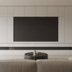 Modern living room with a stylish media wall