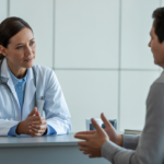 Doctor and patient engaged in a personalized, attentive discussion in a modern medical office, symbolizing concierge medicine.