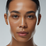 Close-up of a person's smooth, radiant, and youthful skin, showcasing a healthy and glowing complexion.