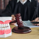 Legal documents and court records related to Aspen Dental displayed on desk